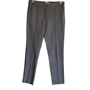 Mango Plaid Dress Pants Suit Pants Pintuck Front Skinny Fit Career Wear Sz 6